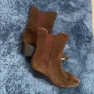 Anne Klein Brown Suede Heeled Boots